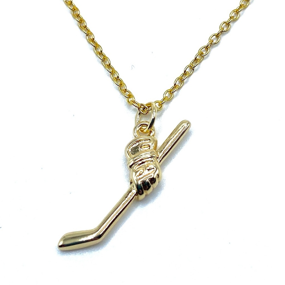 Hockey Stick Necklace Gold